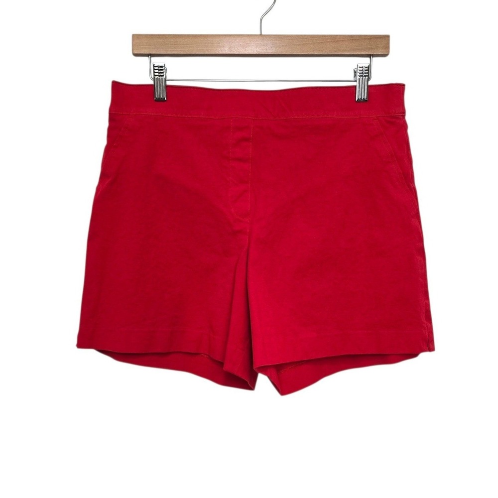 Spanx Red Stretch Twill 6 Inch Pull On Shorts High Rise Size Large